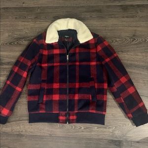 Red/Blue Faux Fur Jacket